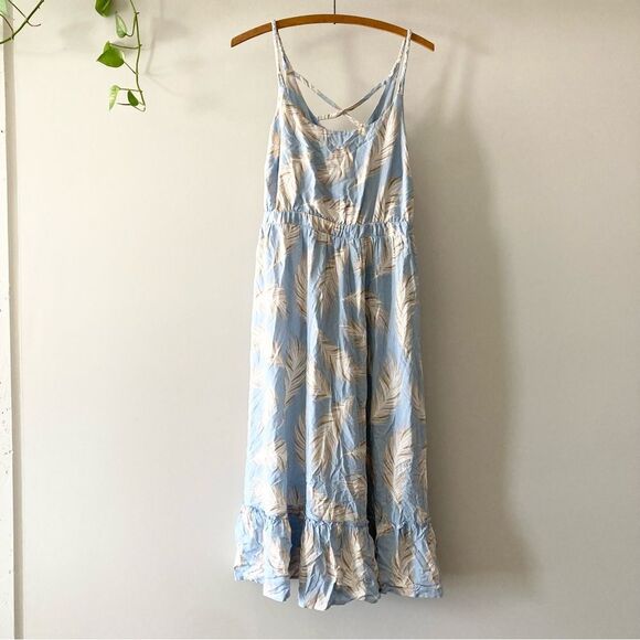 Torrid LIGHT BLUE FEATHER CHALLIS TIE MIDI DRESS 00 M 10 - Picture 4 of 7